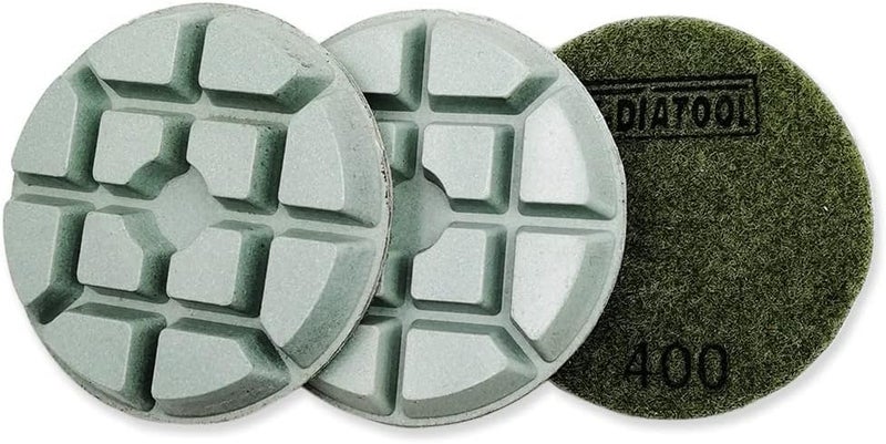 DTDIATOOL Concrete Polishing Pads 3 inch/80mm for Concrete, Cement and Terrazzo Floors Processing, Repairing and Renovating, Dry or Wet Use Diamond Grinding Pads Grit 400 3pcs - Image 1
